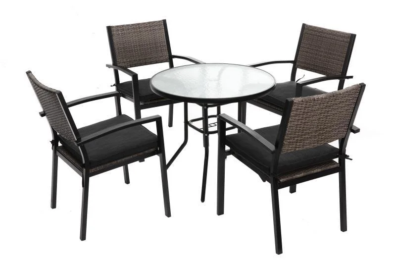 Factory Price Outdoor Garden Furniture Sets with Dining Chair Round Table for 5 PCS Set Customizable