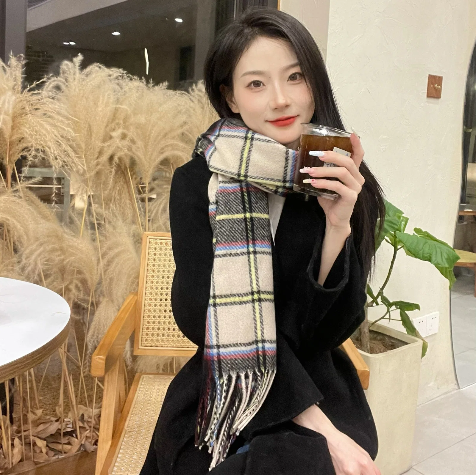 70X200cm Custom Wholesale Elegant Autumn Winter Fashion Cashmere Scarf Shawls Pashmina Scarf Tassel Scarf