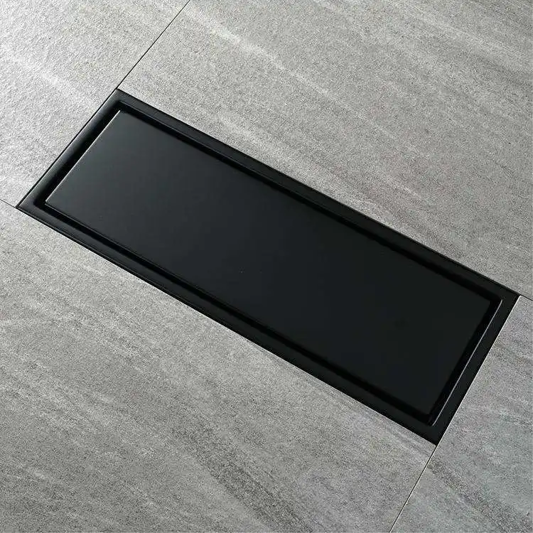 La grille noire anti odeur balcon linéaire toilettes carré moderne salle de bain Douche Ss de drainage couvre Drain de plancher en acier inoxydable