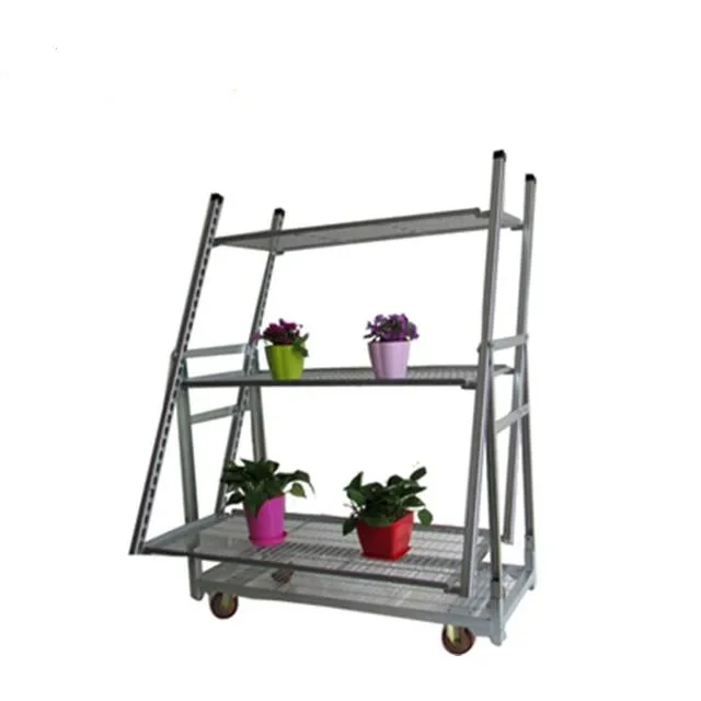 Factory Manufacture Danish Garden Transport Flower Pot Plant Rack Cart Trolley with 4 Wheels