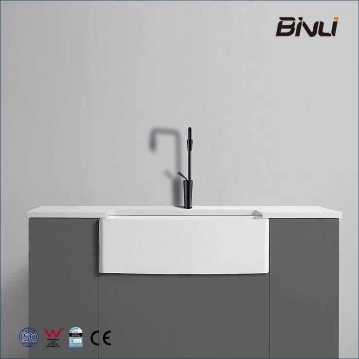 Moderno superior delantero delantal profunda cubeta única fábrica de lavabo Precio al por mayor calidad Fireclay fina cerámica Granja de exquisita cocina