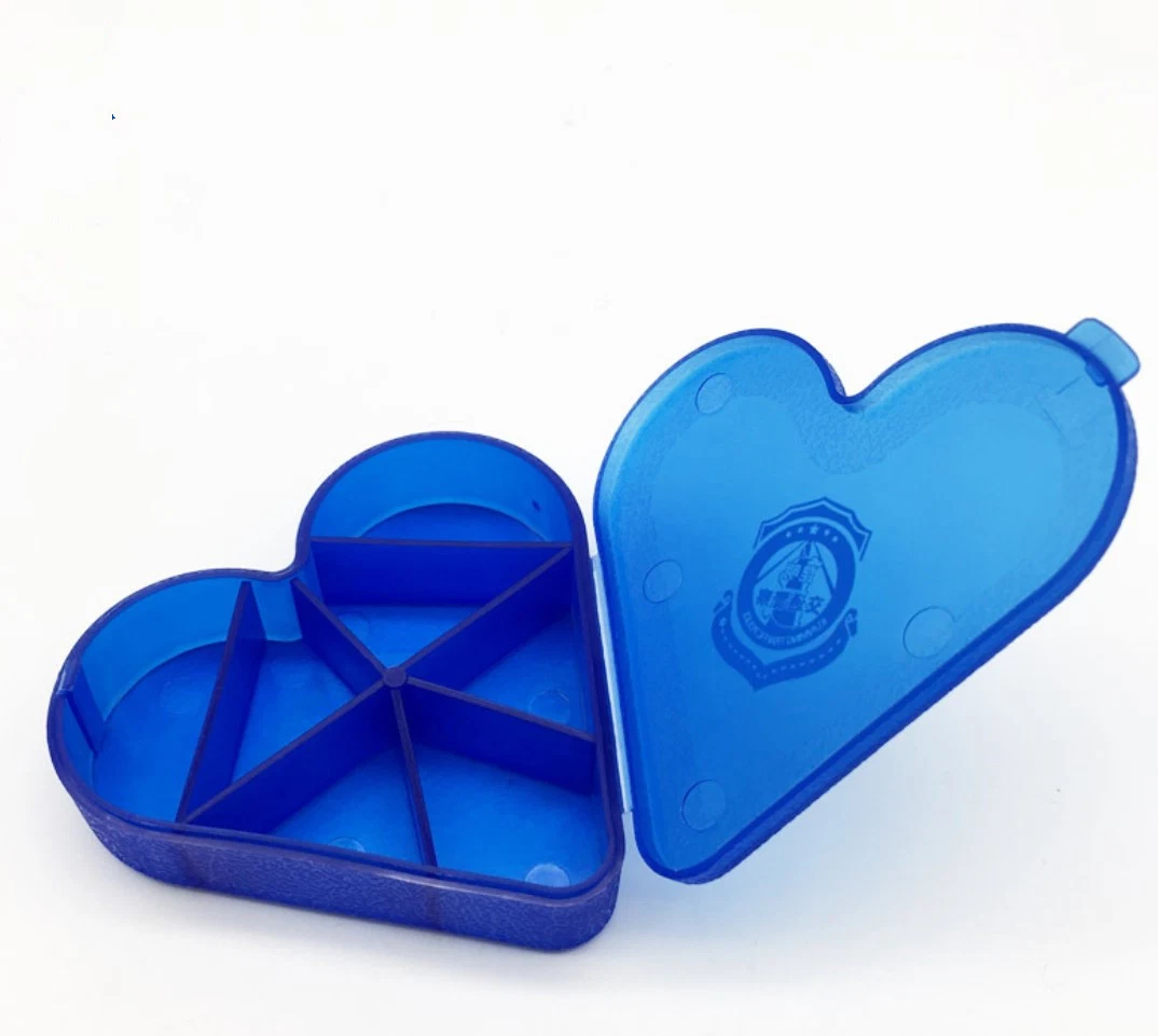 Heart Shape Plastic Pill Box with Customized Logo