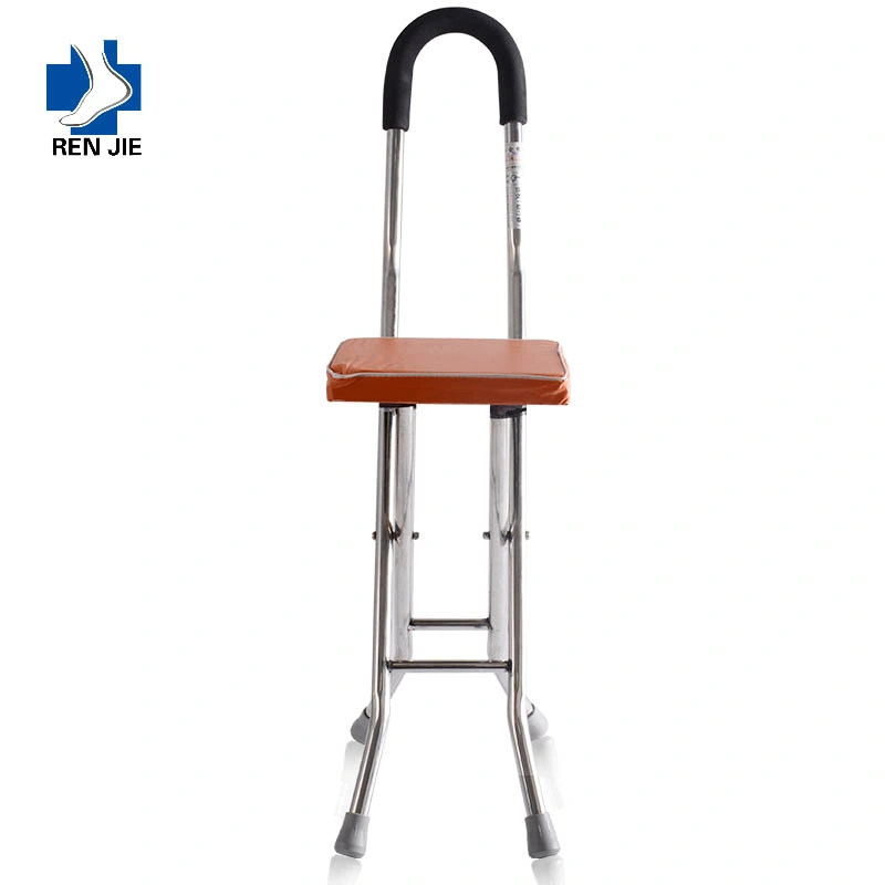 Adjustable Aluminum Folding Chair Crutches Outdoor Fashionable Walking Stick Elderly Walking Stick with Seats