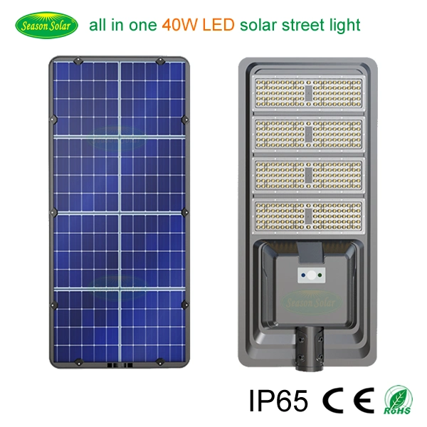 IP65 إضاءة على النمط الواحد 6 أشهر شارع خارجي مزوّد بالطاقة الشمسية إضاءة مع ضوء LED بقدرة 50 واط ونظام بطارية LFePO4