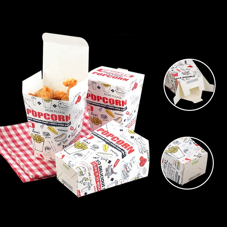 Benutzerdefinierte Hamburger Burger Französisch Fries Fried Chicken Papier Boxen Schnell Verpackungsbehälter Für Lebensmittel