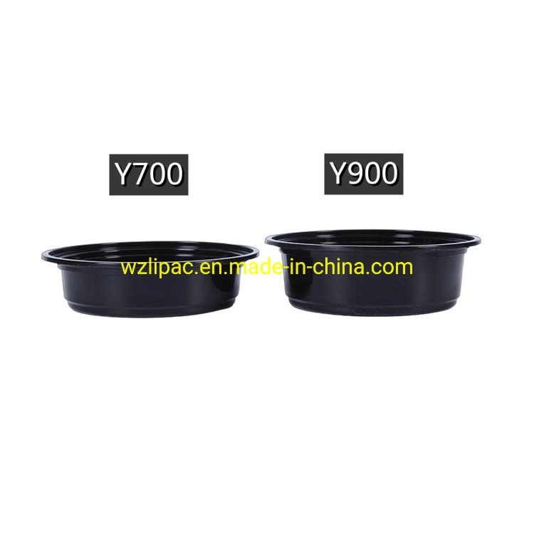 Large Volume Disposable Plastic Food Containers Tamper Evident Round Shape Plastic Bowl (900ml)