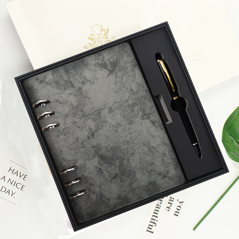 2022 Stationery Gift Custom Logo Diary Office Business Luxury Journal Leather A5 Agenda Planner Notebook with Pen Gift Set