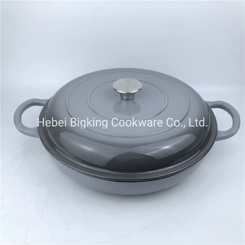 Enamel Cast Iron Round Shallow Casserole Cookware Pot