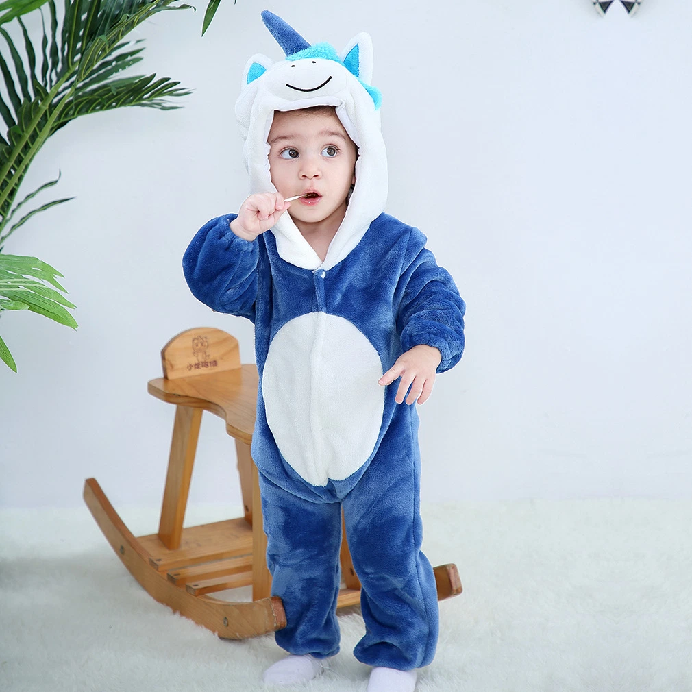 One Piece Overall Jumpsuits Super Soft Fleece Flannel Animal Baby Romper with Hoods Warm Winter Infant Newborn Pajamas