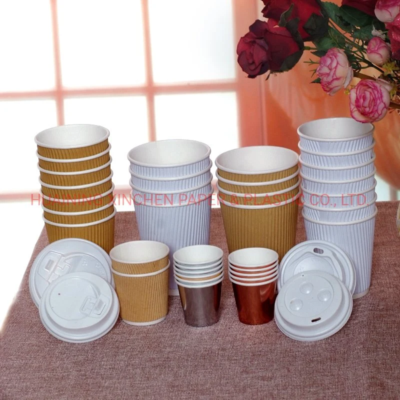 High quality/High cost performance  Disposable Ripple Wall Paper Cup Takeout Hot Drinks Cup with Lib