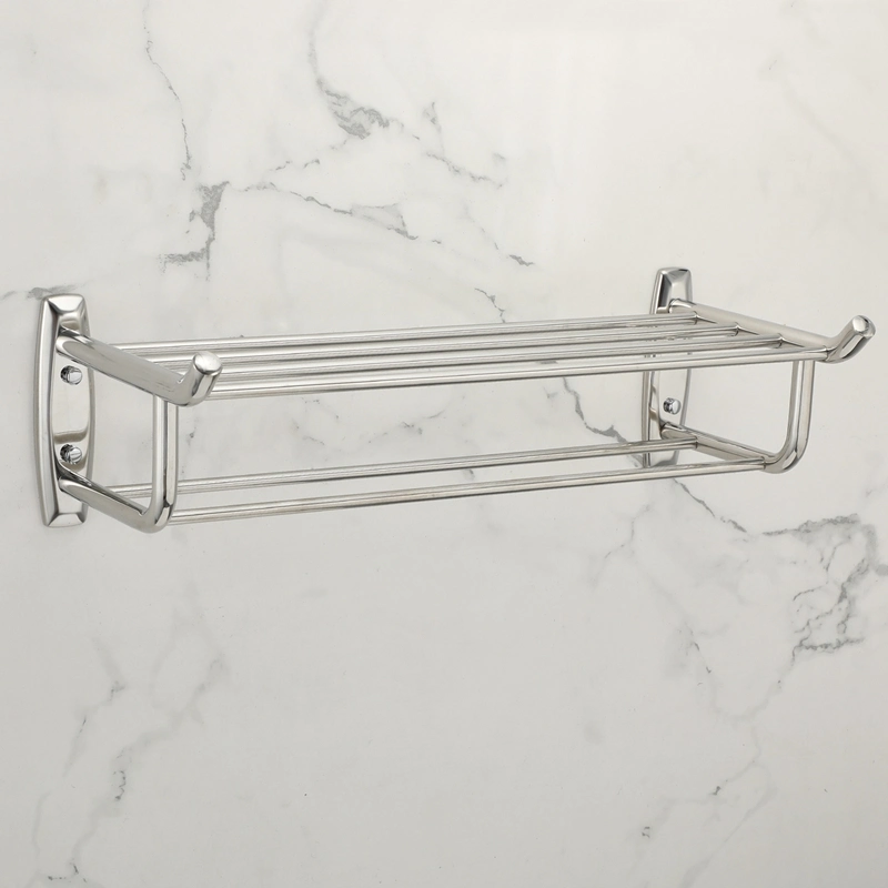SUS304 Stainless Steel Wall Mounted Bathroom Towel Shelves with Double Towel Bars