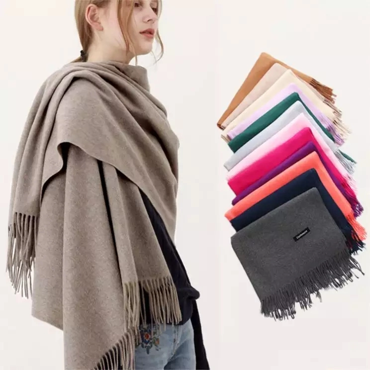 Fashion Lady Warm Long Pure Color 100% Cashmere Winter Scarf