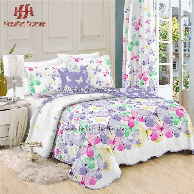 100%Polyester Microfiber Butterfly Printed Quilt Coverlets