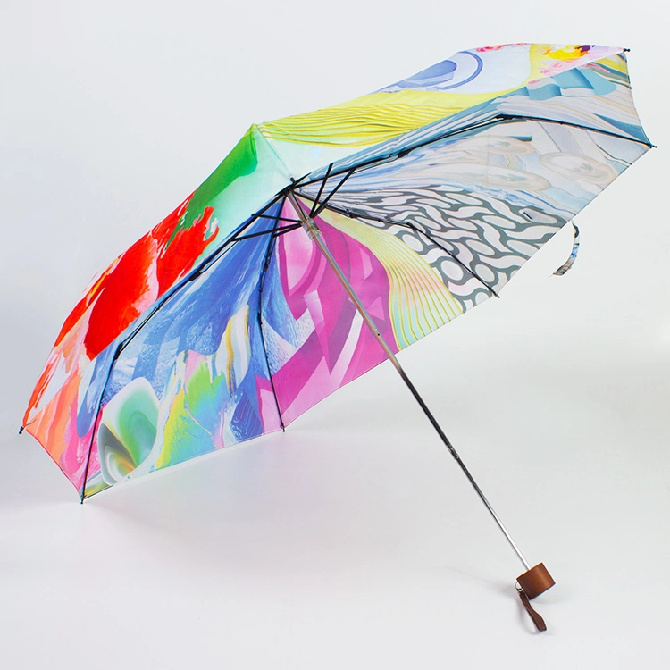 High quality/High cost performance Promotion Customized Logo Full Color Digital Printing Fold Wholesale/Supplier Colorful Mini Folding Umbrella for Lady