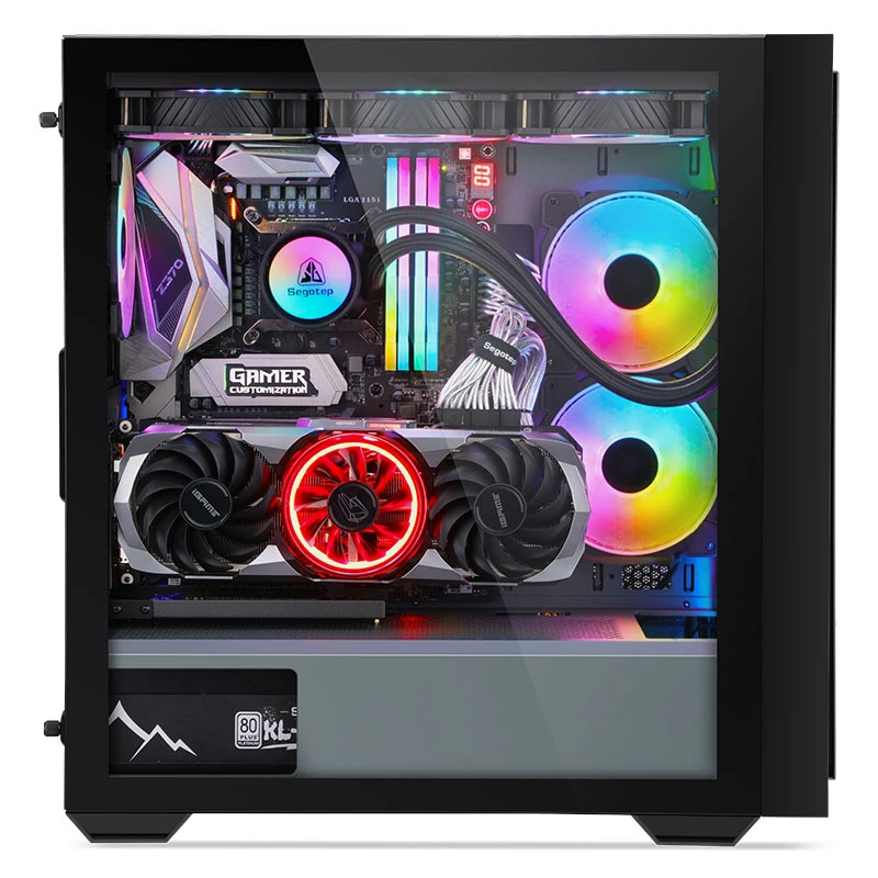 Segotep Gank 360 Compact ATX MID Tower Case, Fine Mesh Front Panel, Full Glass Side Panel