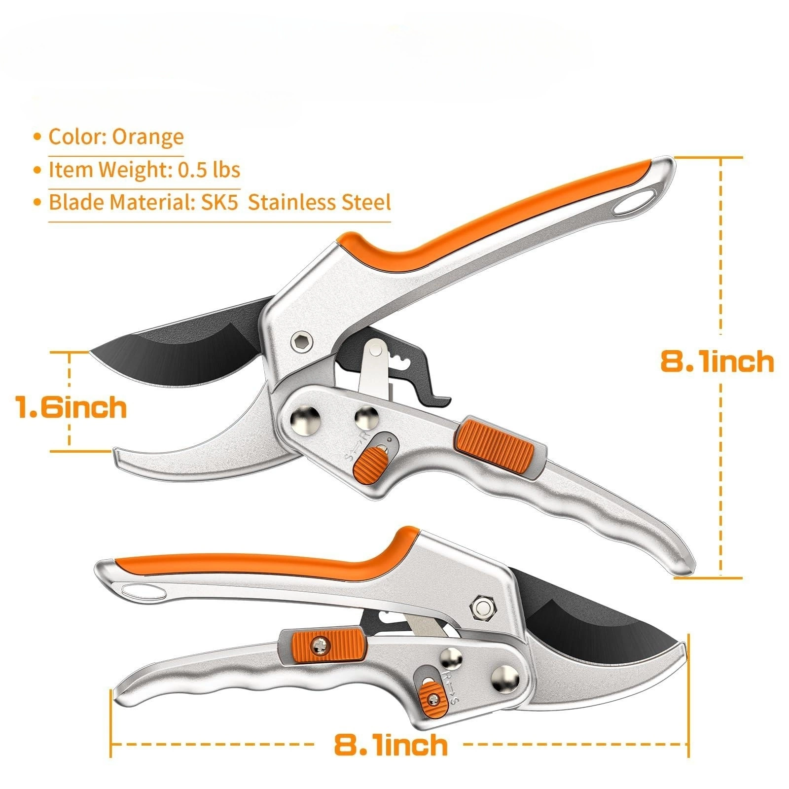 Saída de fábrica Ratchet Anvil Garden Shears Professional Pruners Aço inoxidável Ferramenta de jardinagem