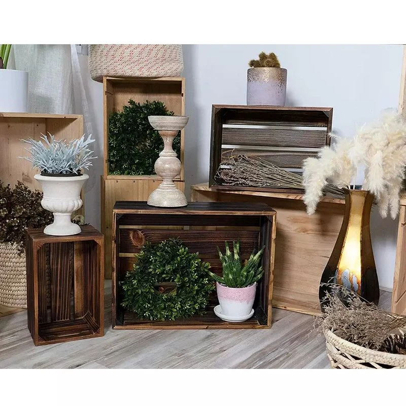 Rustikale Holz Nesting Boxen Holz Geschenkkorb mit Griff aus Holz Organizer Kisten Korb