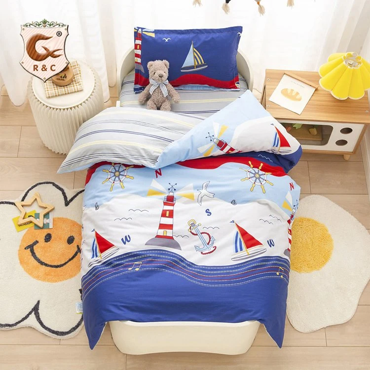 Factory Customized 100% Cotton Printed Kids Bedding Set/Cartoon Crib Sheet