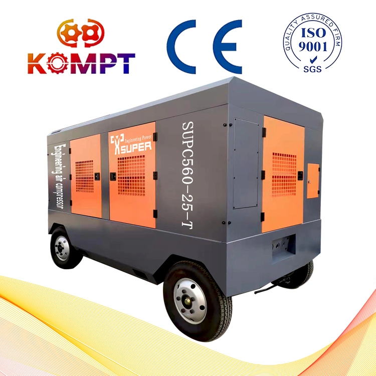 Mobile Diesel Powered Air Compressor 17-25 Bar for Well Drilling