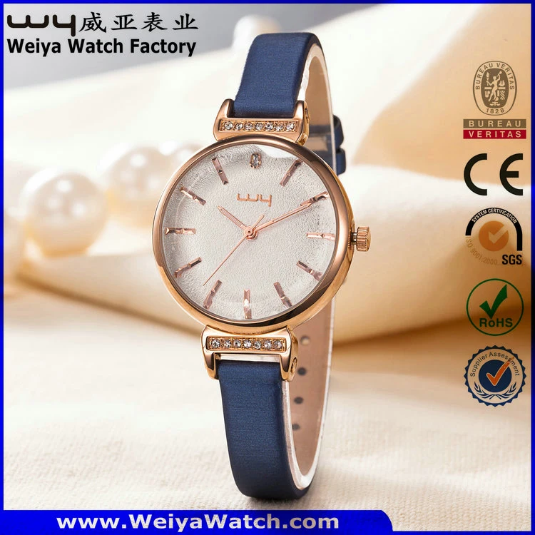 Classic Fashion OEM/ODM Leather Strap Quartz Ladies Watch (Wy-102D)