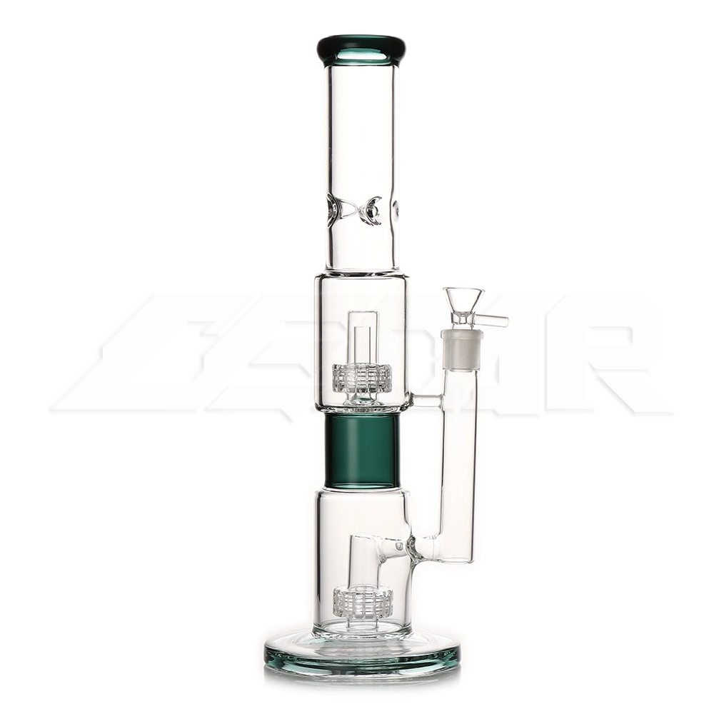 15.7 Inches Dual Wheel Glass Beaker Hookah Hand Blown Glass Smoking Water Pipe