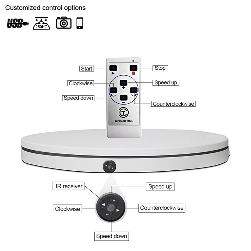 20inch Soporte de pantalla de escaningfotografía de cuerpo humano 3D de altas prestaciones de metal Plataforma giratoria motorizada eléctrica