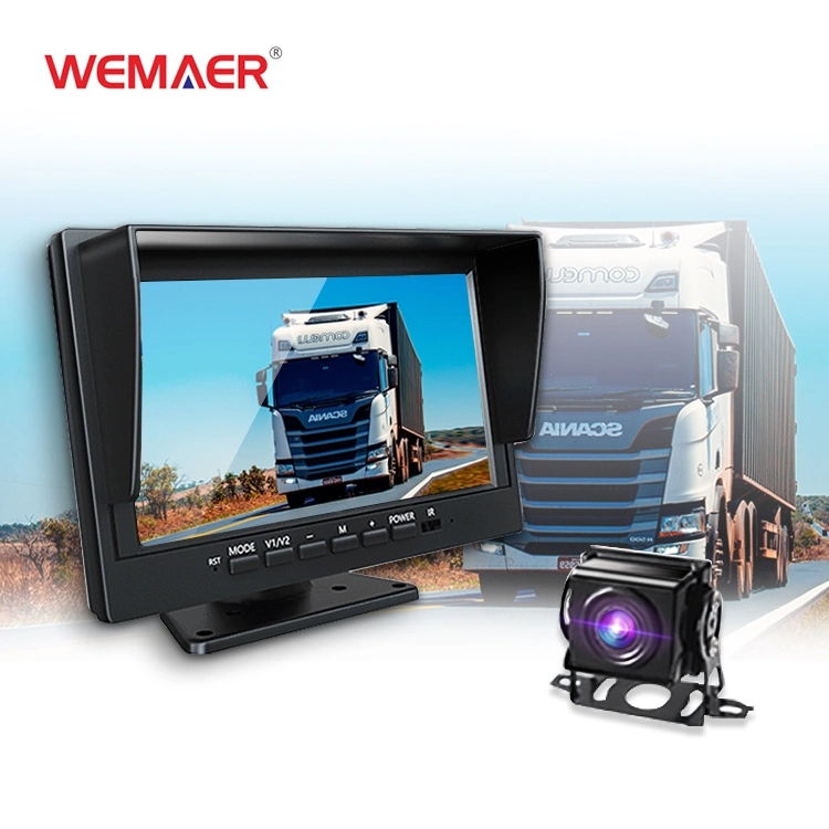 Wemaer OEM 1 Way Bus Truck Câmara de marcha-atrás TV multifuncional Entrada AV Inversão auxiliar Ahd 7 Desktop motorizada Flip Down Monitor de carros