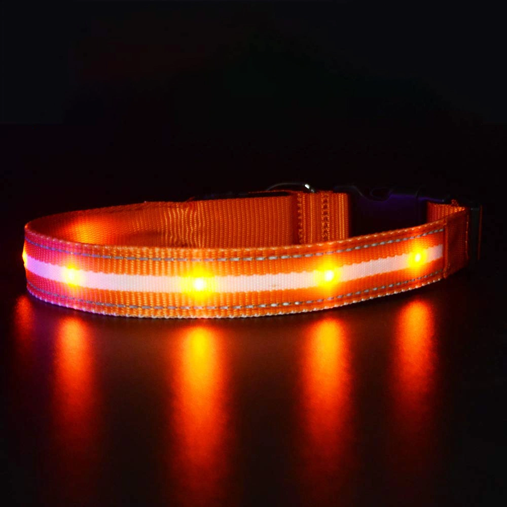 Nueva llegada de luz LED ajustable reflectante Collar de perro los collares de Perro Collar Pet LED Accesorios/PET