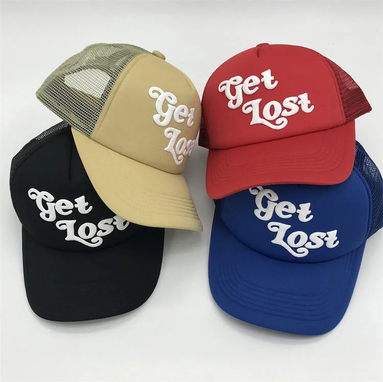 Puff Printed Hats Foam Trucker Cap Fashion Mesh Caps with Custom Printed Logo