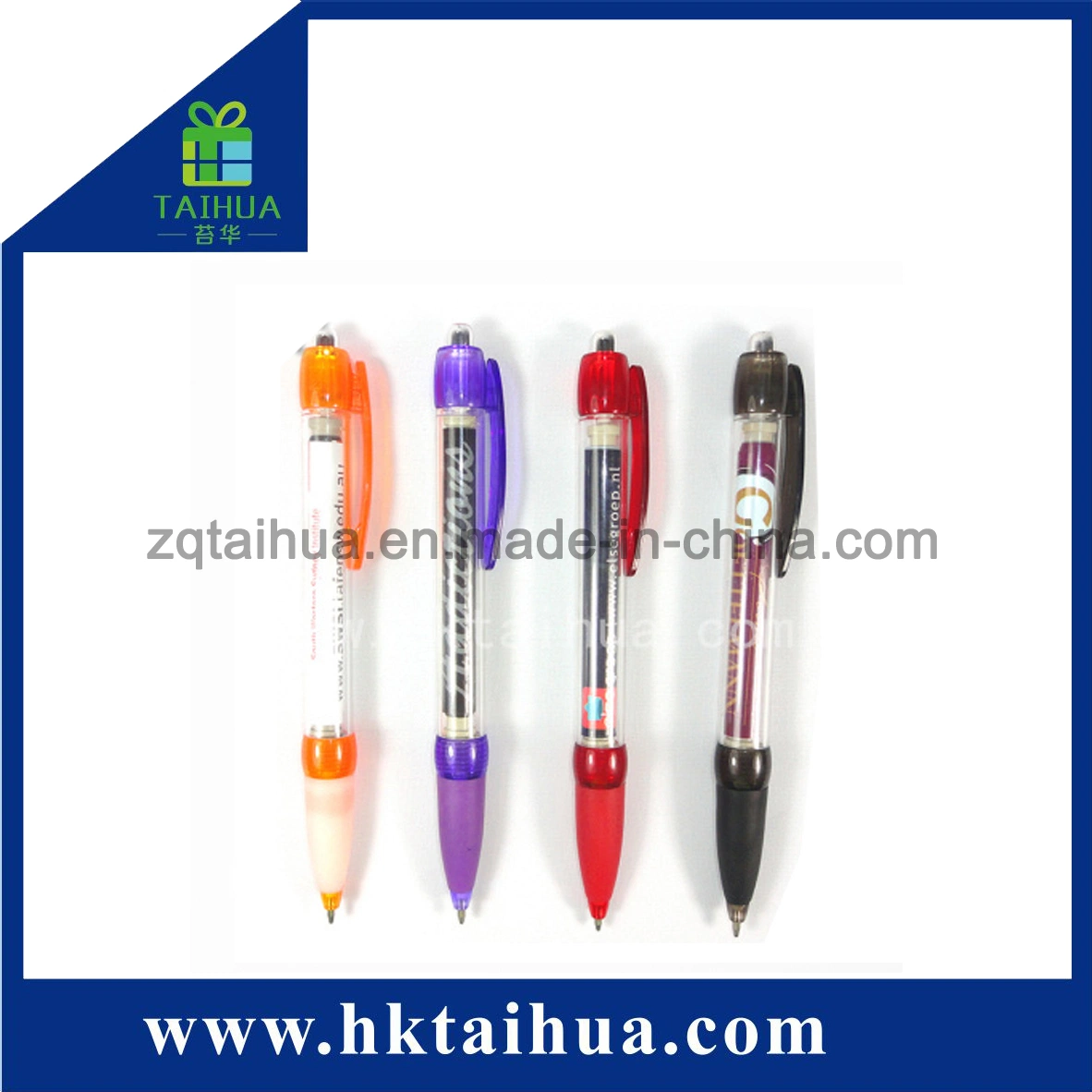 Bulk Sale Cheap Gift Platsic Push Type Advertising Banner Gel Pen