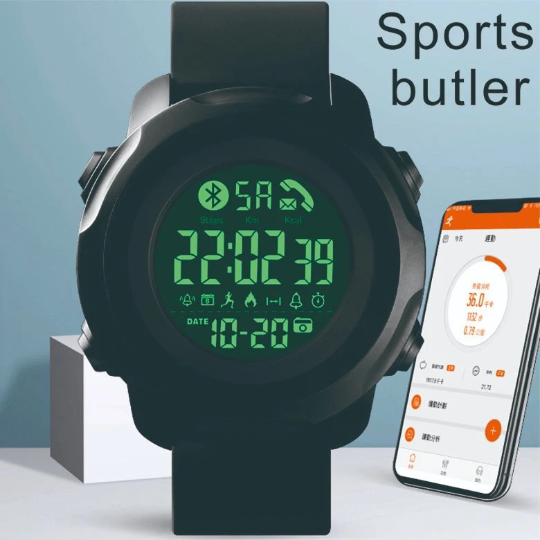 Rappel d'application Montre intelligente étanche pour hommes avec bracelet numérique de sport en Chine.