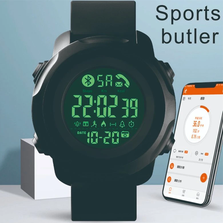 Recordatorio de APP Mens Deporte impermeable Digital muñeca China Reloj inteligente