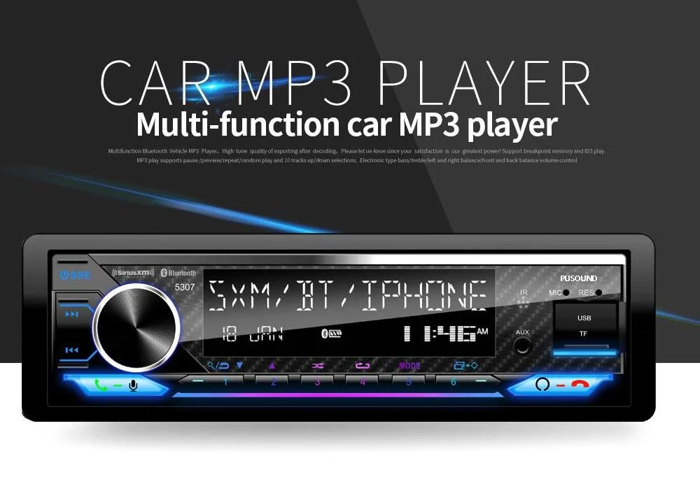 Car FM Radio USB Multimedia MP3 Audio Player with Bluetooth