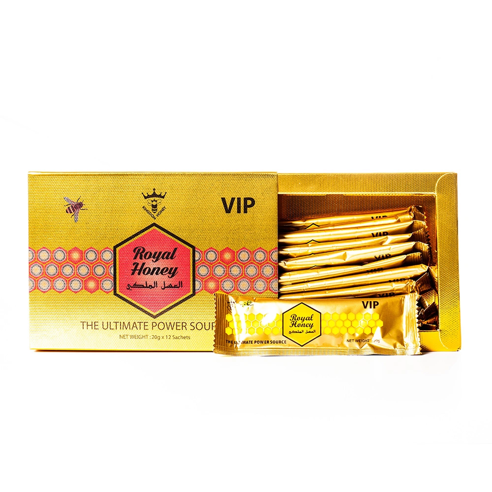 Rendimiento de alta calidad/alto costo Royal VIP King Honey para él - Oro (12 sobres - 20 g)