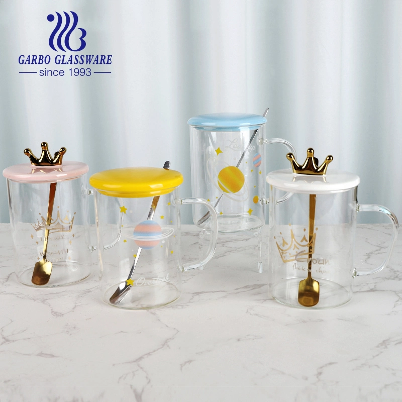 Promotion Souvenir 480ml Single Wall Borosilicate Glass Mug with Customized Decal