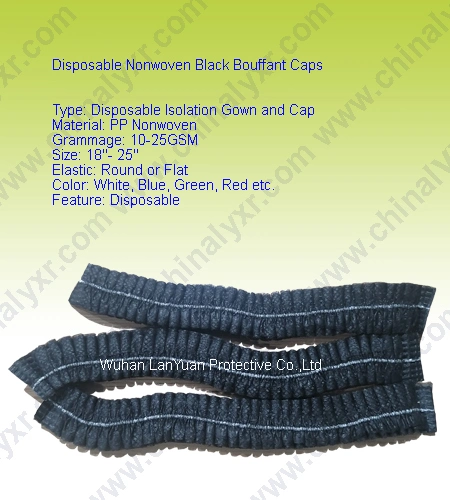 Black Disposable Bouffant Cap for Food Industry