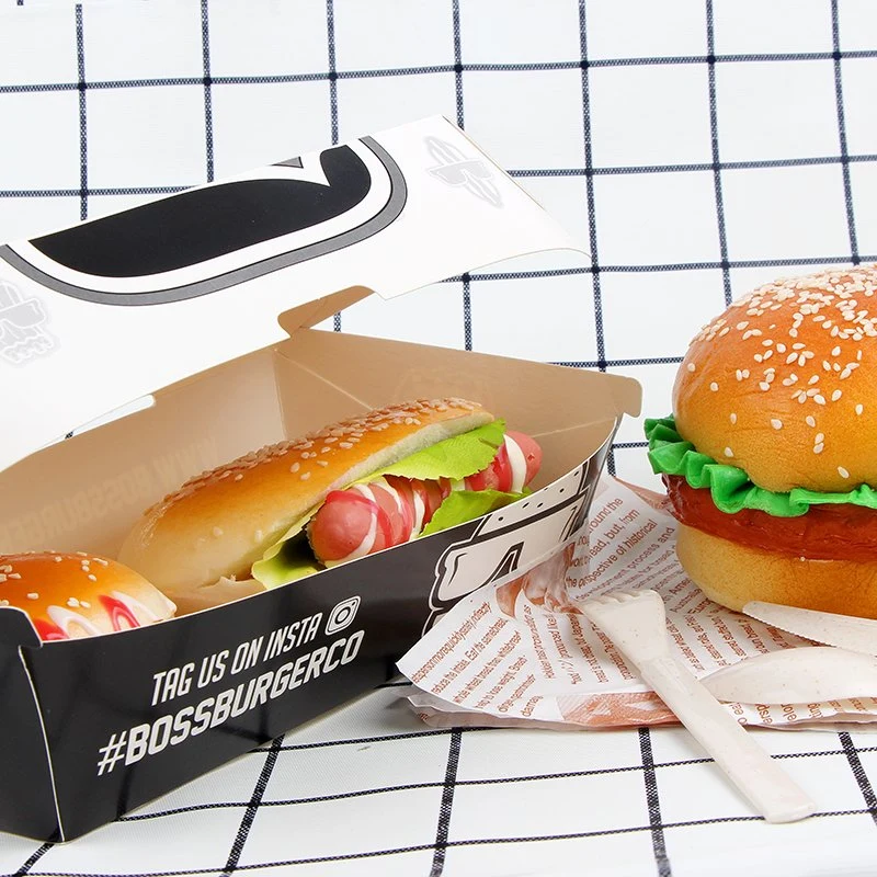 Contenedor Takeout desechables Hamburger Clamshell el Envasado de Alimentos Caja de cartón corrugado