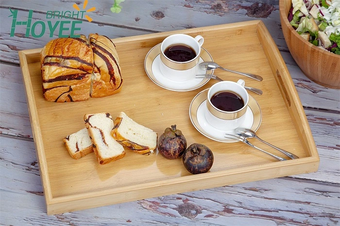 New Design Bamboo Food Serving Tray with Handles