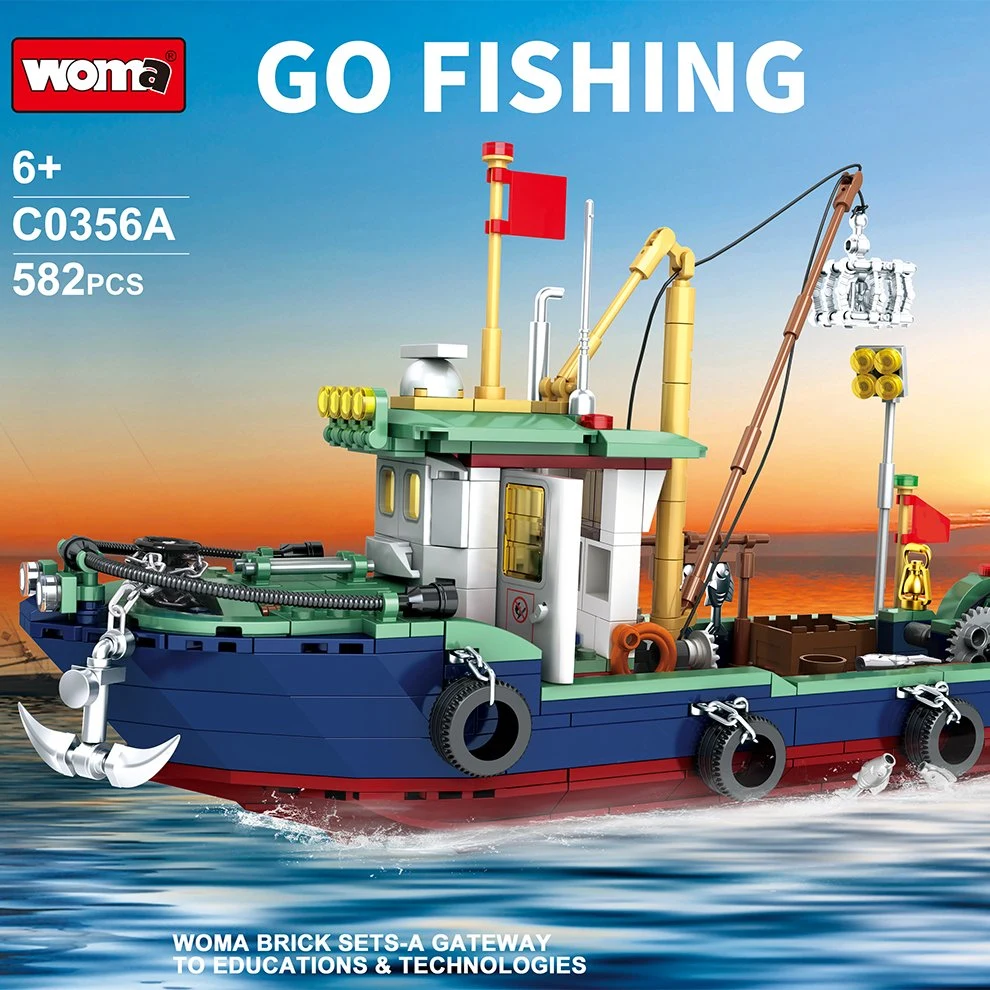 Woma C0356 Toy Mayorista/Proveedor de marca propia Personalizar 2023 Aldea Mar buque pesquero Ocean Fish Juego de ladrillos bloques de construcción de Juguetes niños juguetes para adultos 10%off