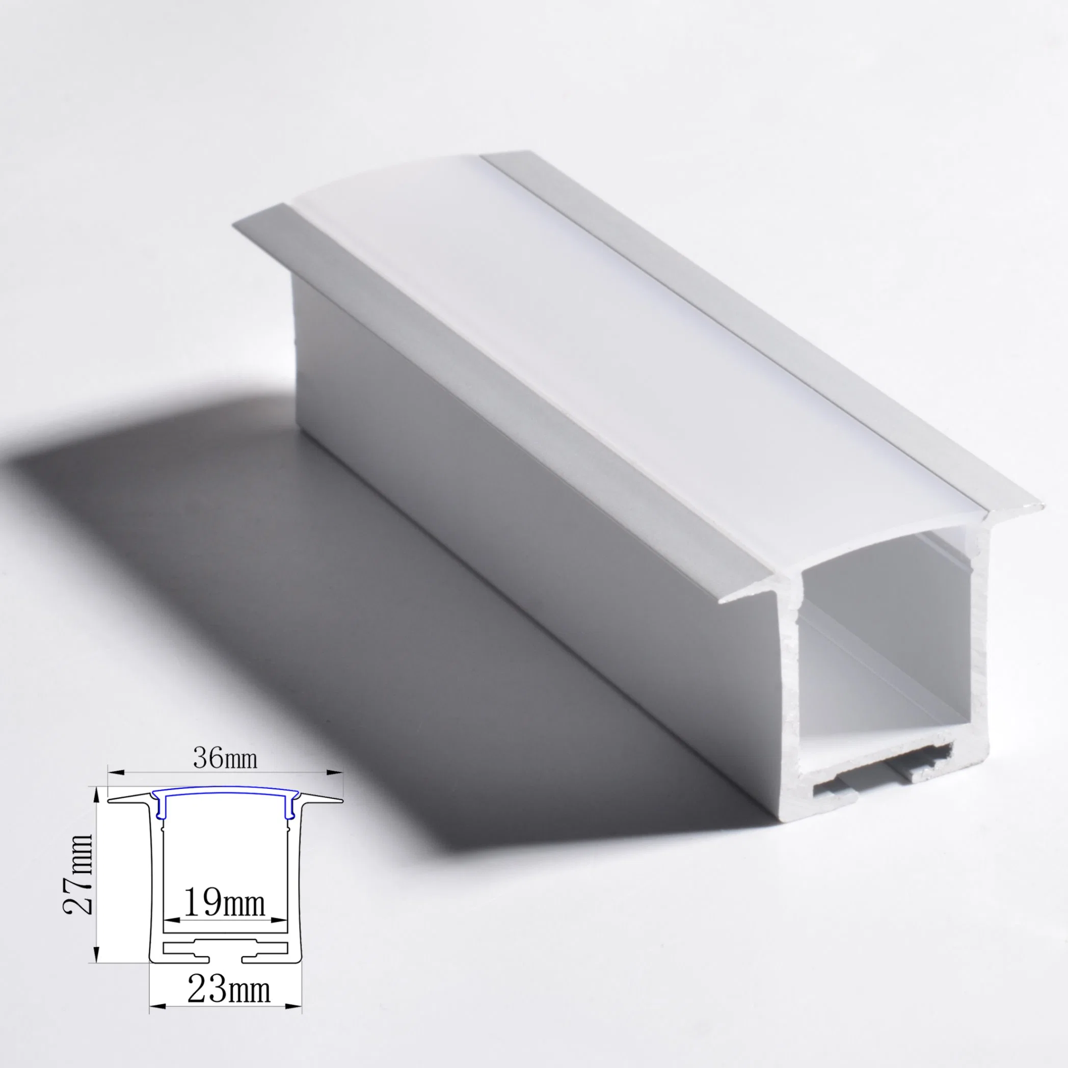 Square Shaped Aluminium Extrusion Profiles for Commercial Light Recessed LED Aluminum Profile for Light Bar