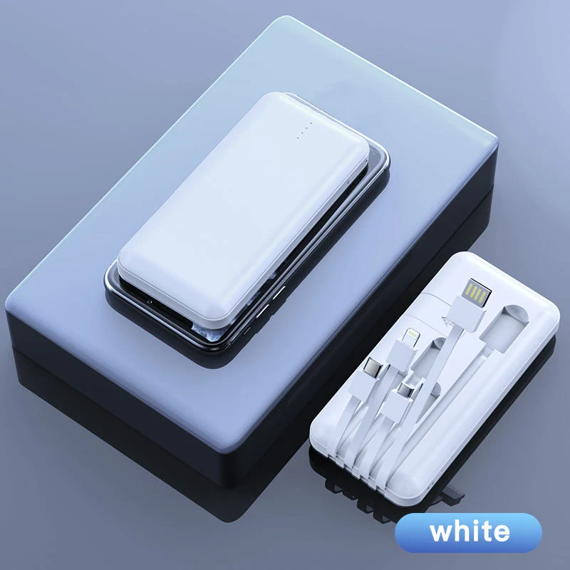 Fashion 10000mAh Built-in 4 Cables Portable Powerbank Type C Pocket Portable Powerbank