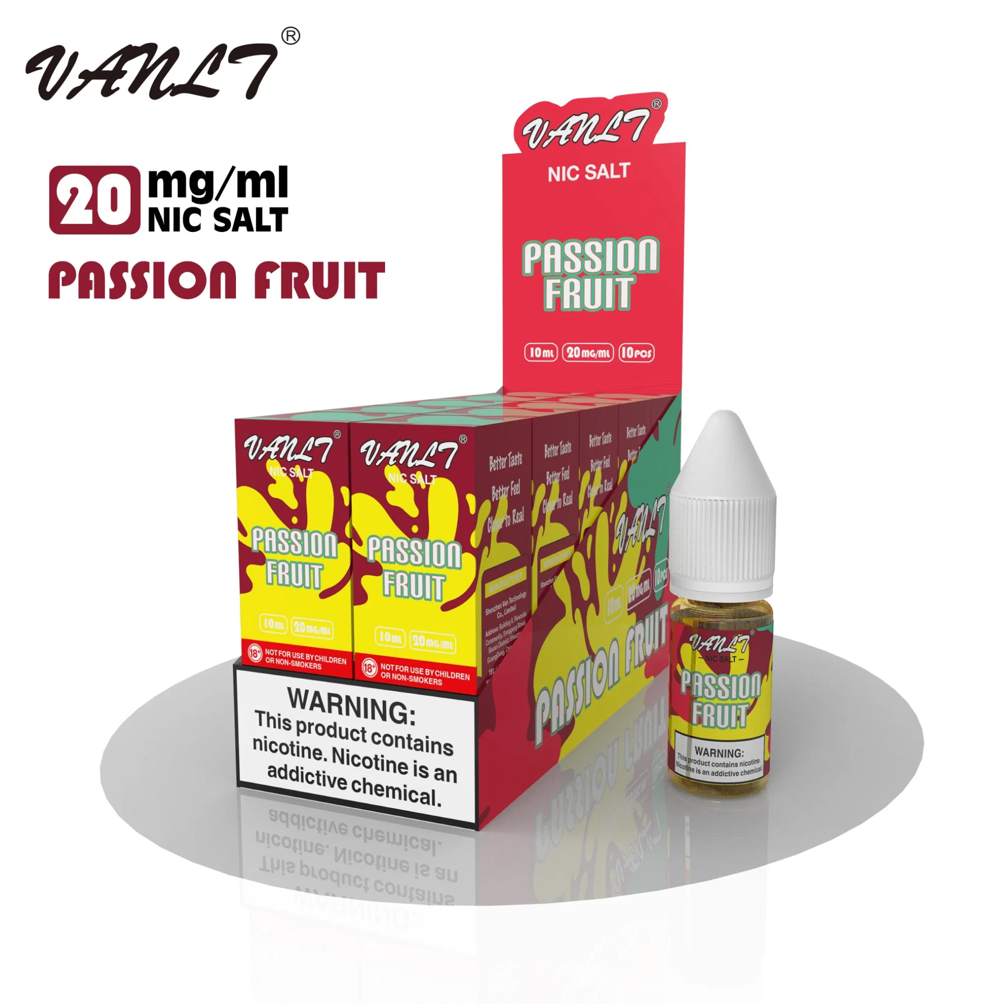 Vanlt 10ml E-Liquid 20mg Nicotine Passion Fruit OEM & ODM Synthetic Nocotine Vape Juice Good Taste Low MOQ