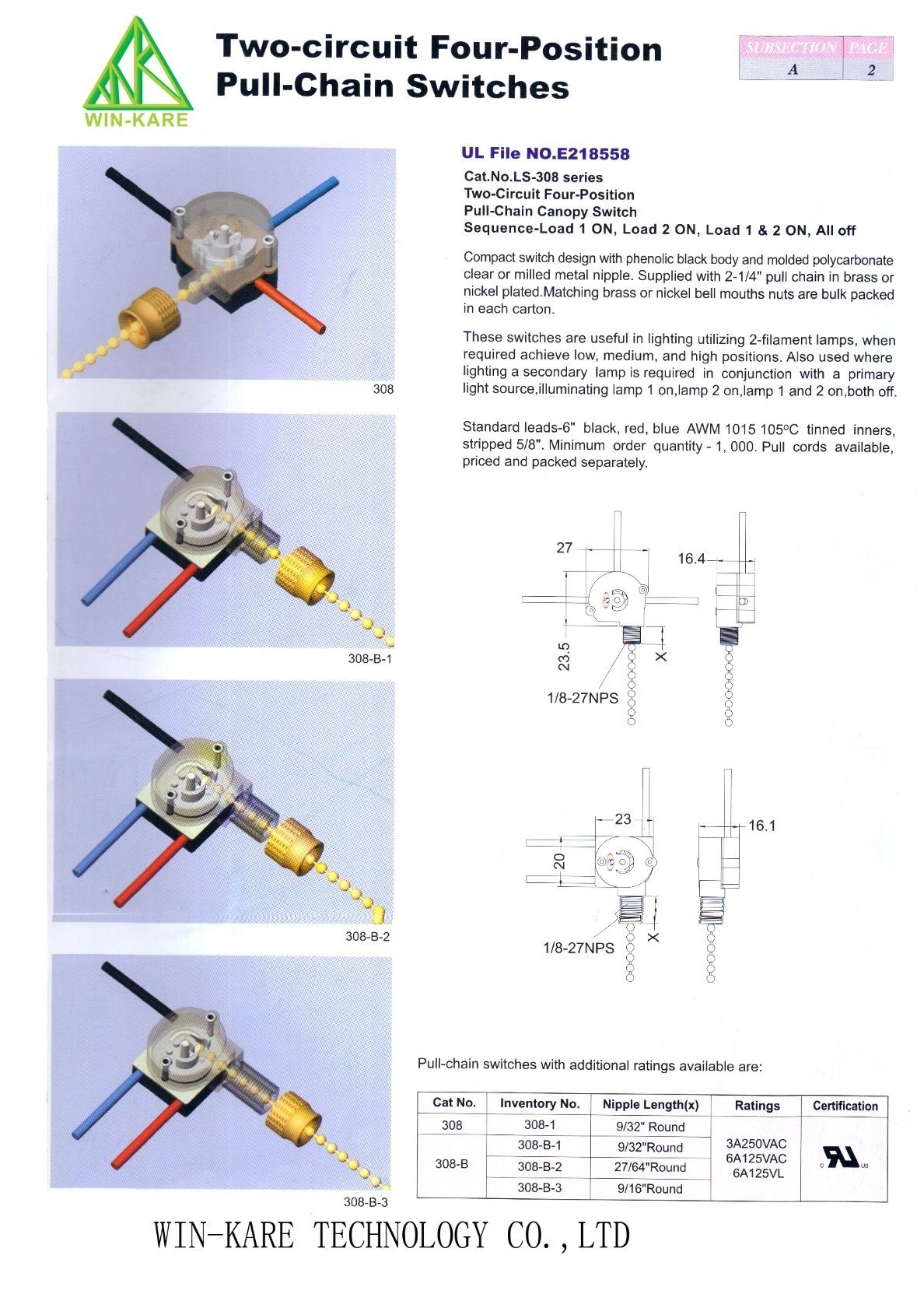 Pull-Chain Multiplexor Switches (L-1, L-2, L-1-2, OFF)