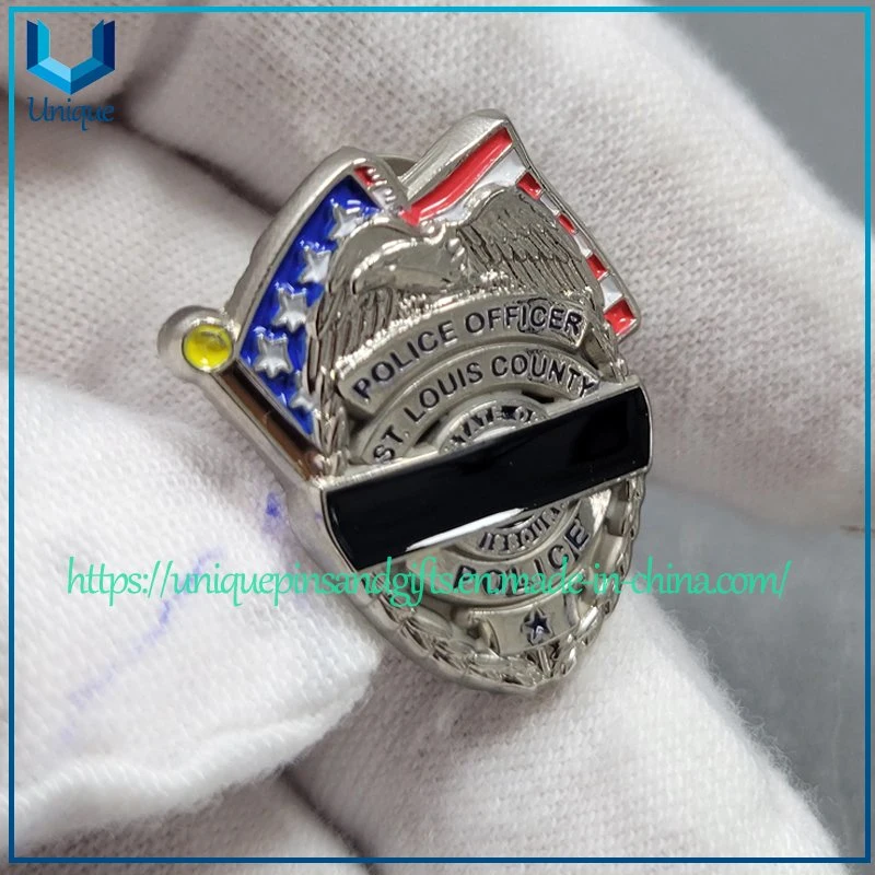 Custom Design 3D 1 Inch Height Soft 3D Domed Nickel Soft Enamel Metal Pin, High quality/High cost performance  Die Casted Police Metal Badge