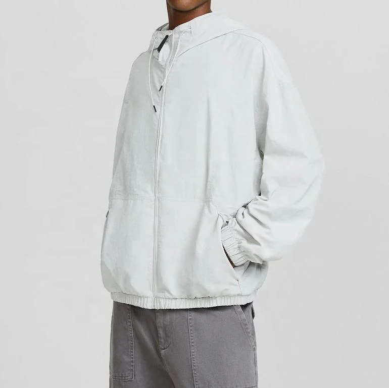 Casaco impermeável à prova de vento para exterior Sportswear para homem com fecho até 100% de nylon Blusão Windbreaker