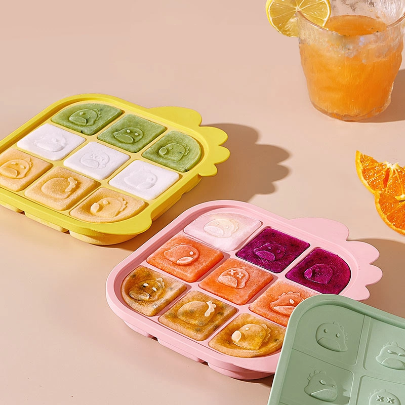 Bandeja de congelador de nibble de silicona - leche materna té molde de paletas bebé Fruta alimentador de alimentos Tetera bandeja de hielo Cube Maker
