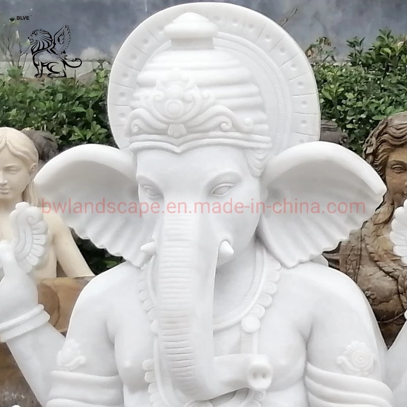 Indian Garden Hindu God White Stone Marble Ganesh Buddha Statues Lord Ganesha Statue