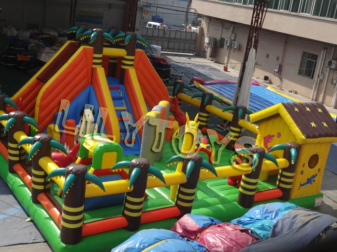 Nouveau Grand gonflable dans la Jungle Fun City Amusement Park Aire de jeux gonflables avec couvercle de protection