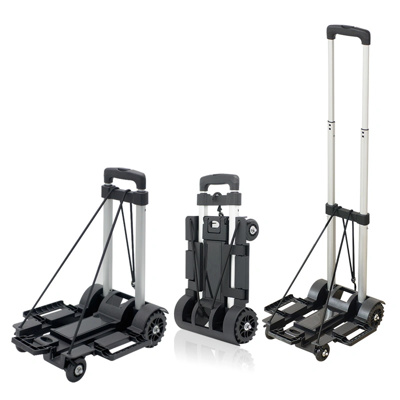 4 Ruedas Trolley plegable Mini carro de mano de aleación de aluminio portátil Dolly Carrito de Compras para oficinas domésticas viajar ligero compacto de uso