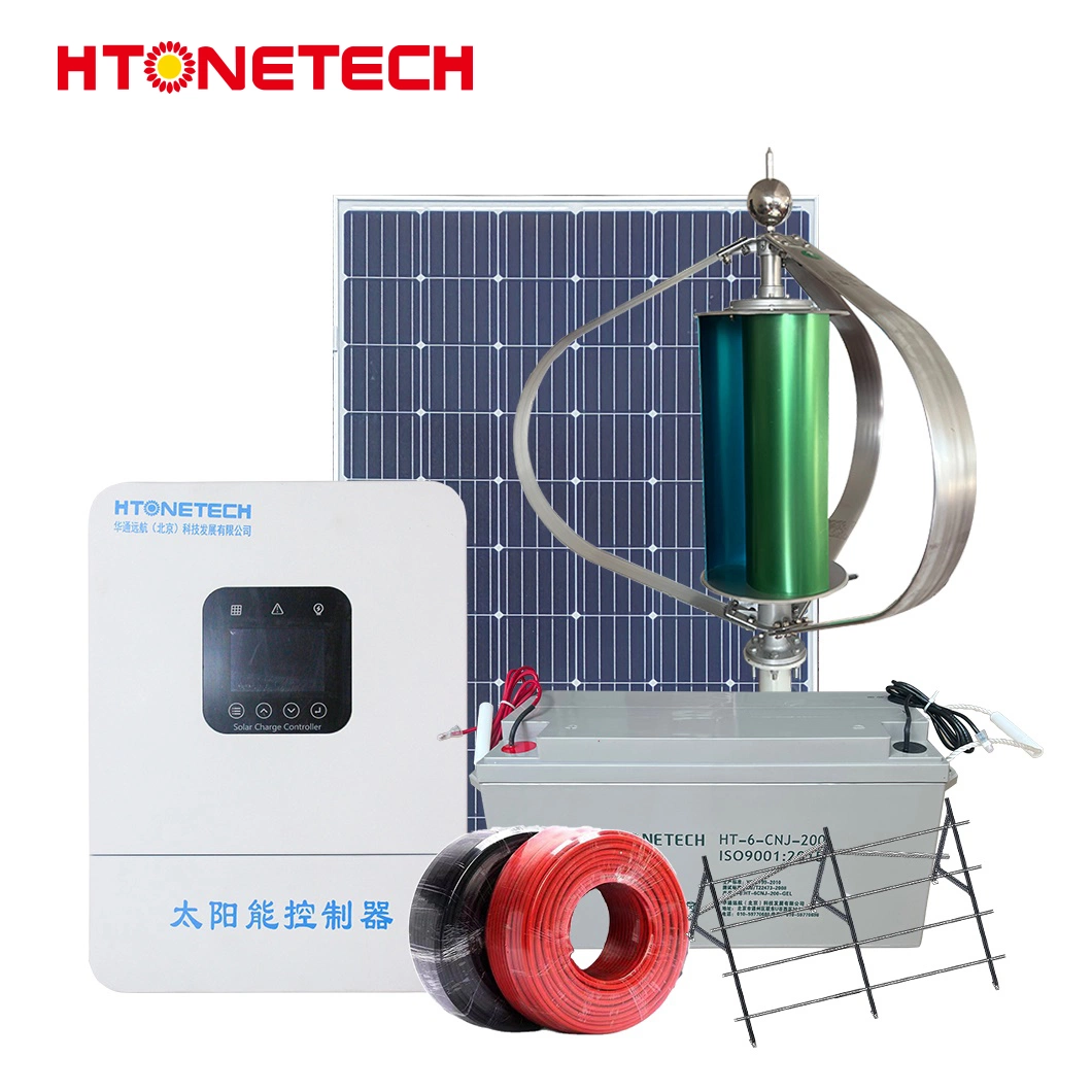 Htonetech 550W Monocrystalline PV Solar Panels Manufacturing Solar Power System 10kwp China Wind Diesel Hybrid System with Traffic Wind Turbine